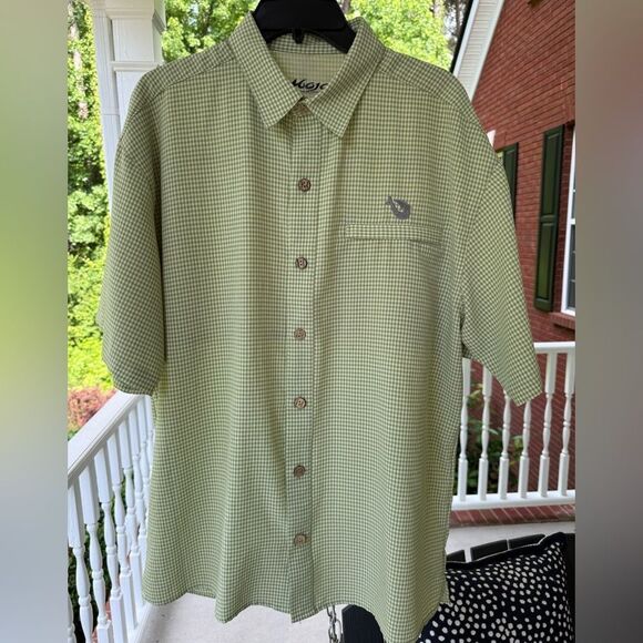 Mojo Sportswear Men’s Short-sleeve green button-up fishing shirt. Size L. EUC - Picture 1 of 5